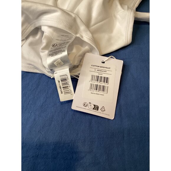 Gymshark Womens Cotton Tong  Bodysuit S Muscle Fit White NWT Square Neck - Picture 5 of 8